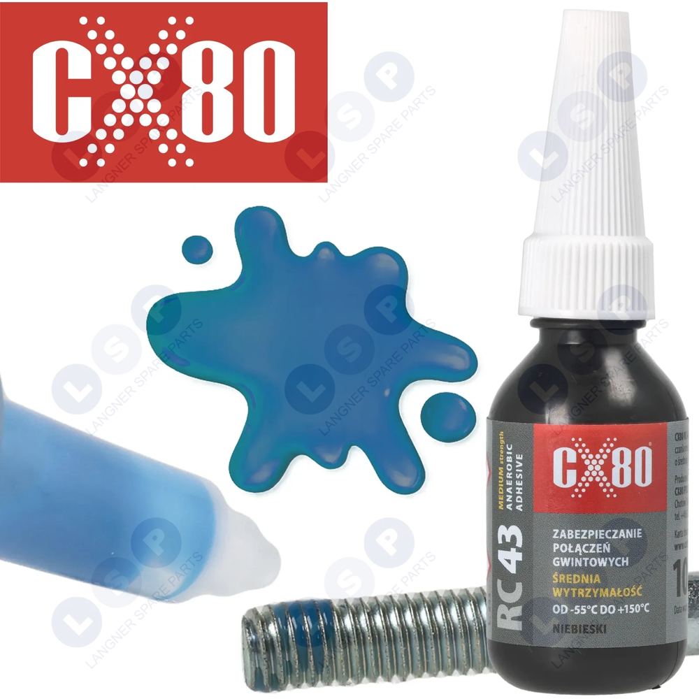 Lepidlo na nite Stredná pevnosť Anaeróbne 10ml Modrá +150oC RC43